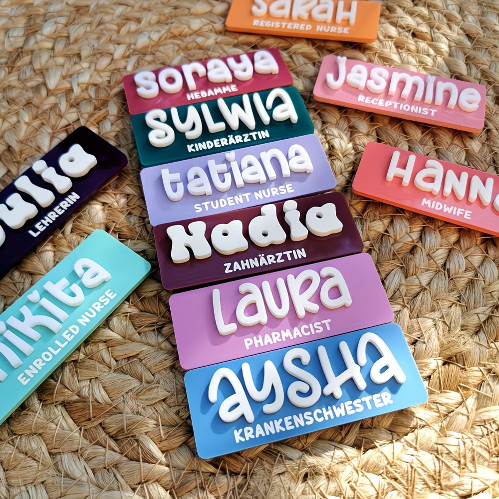 Embroidery Names - Personalized Name Brooch Badges Acrylic Custom