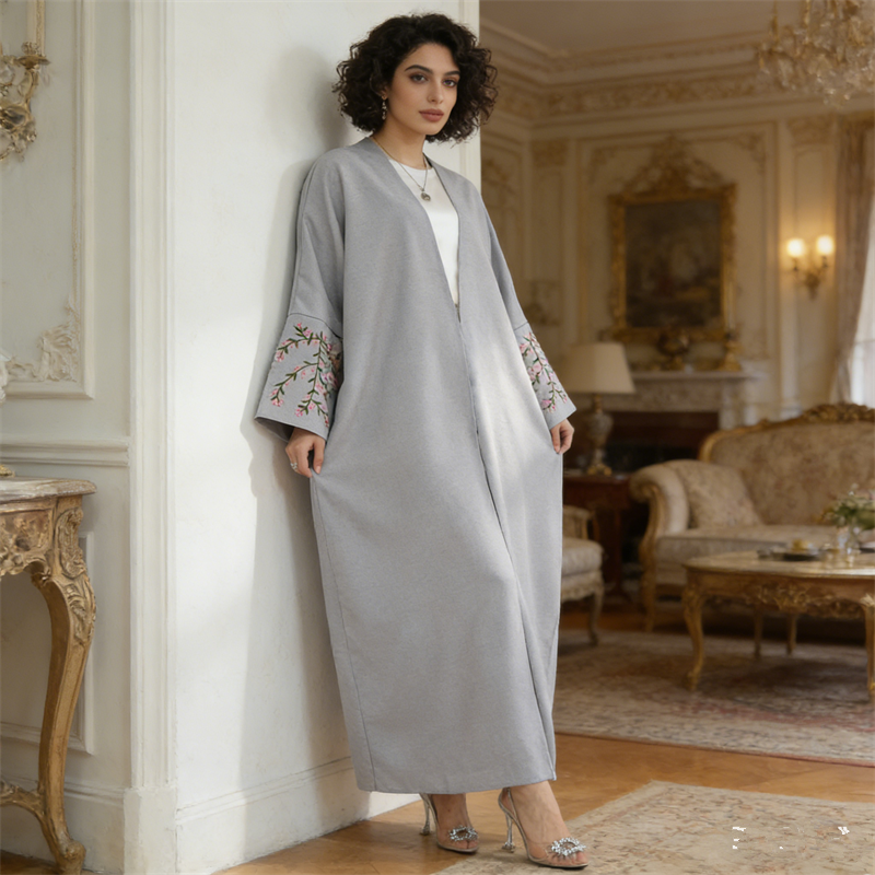 Embroidery Kebaya - Eid Kimono Abaya Turkey Muslim Dress