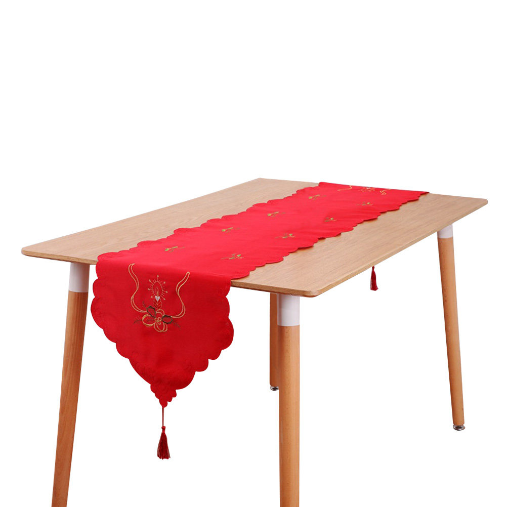 Embroidery Xmas Decorations - Christmas Embroidery Table Runner Pattern Red