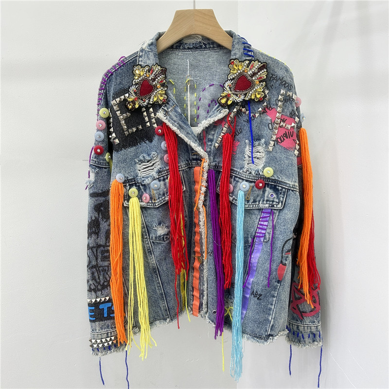 Embroidery Unique Design - Women's New Unique Fringe Hand-painted Graffiti