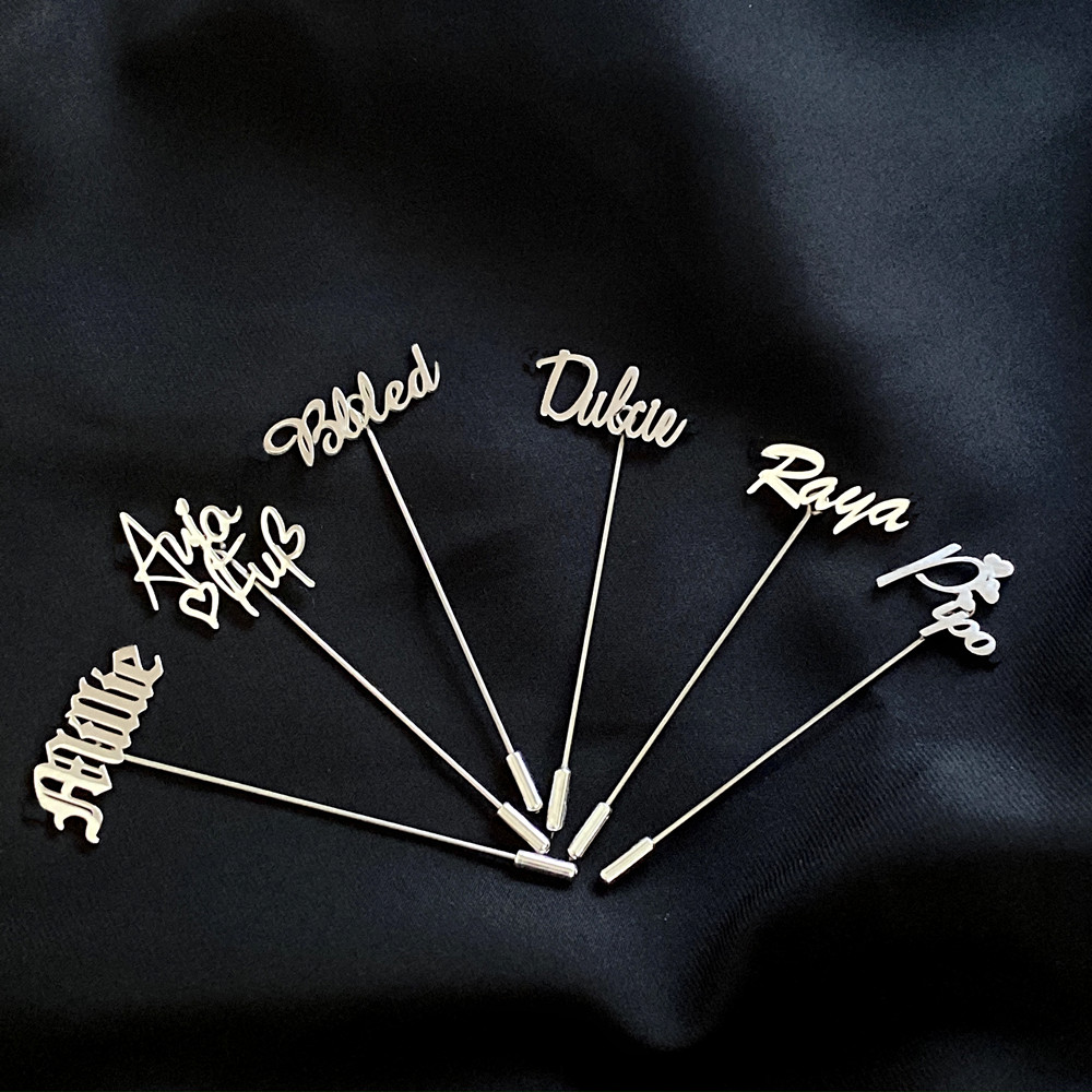 Embroidery Names - Personalized Men Lapel Pin Custom Name
