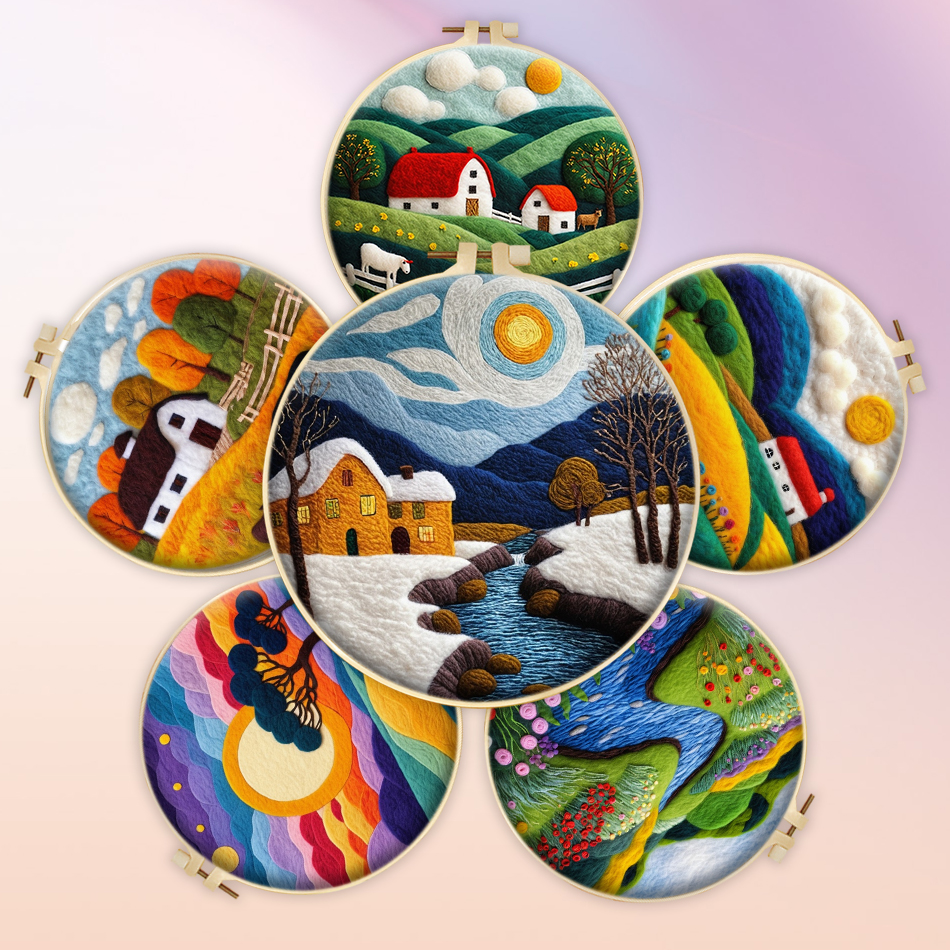 Embroidery Hooping - CHENISTORY Wool Painting Kits Felt Craft