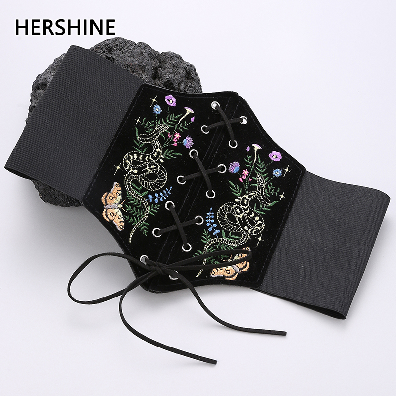 Embroidery Xmas - HERSHINE Women's Vintage Velvet Embroidered Elastic
