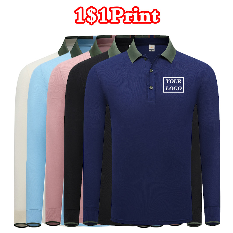 Embroidery Design Logo - Long sleeved polo shirt with custom
