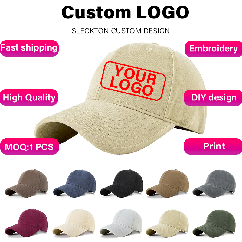 Embroidery Design Logo - SLECKTON Custom Embroidery Logo Wide Brimmed