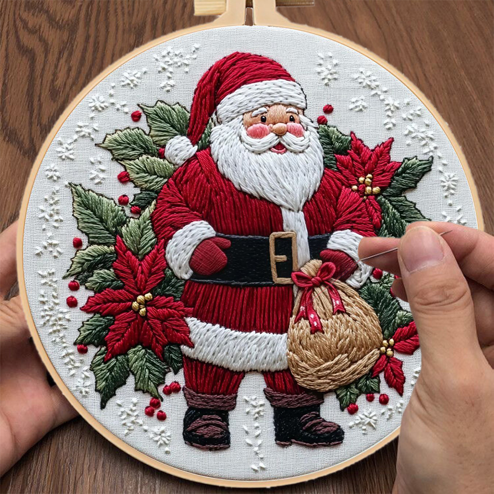 Embroidery Xmas Decorations - 1 Set Christmas Embroidery Kit, Santa