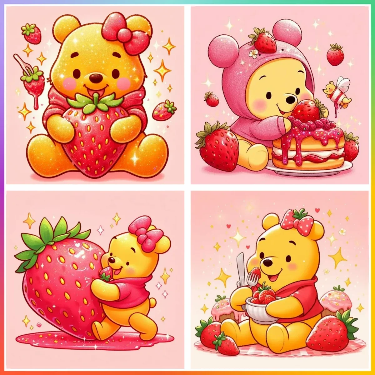 Embroidery Roll Pattern - Cross Stitch Strawberry Winnie Pooh Diamond