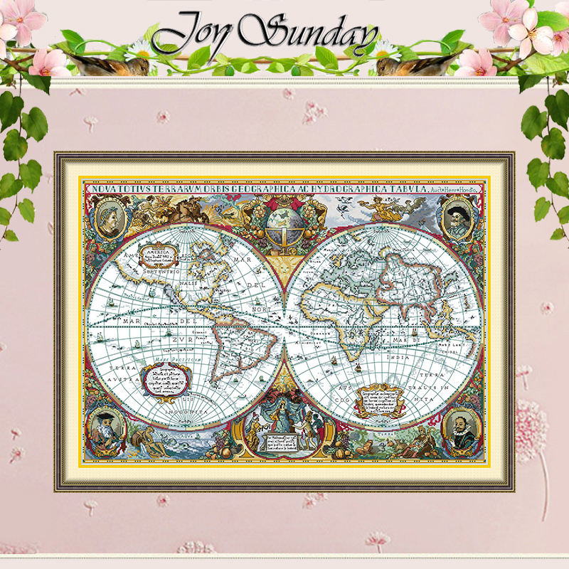 Embroidery Job - World Map Patterns Counted Cross Stitch