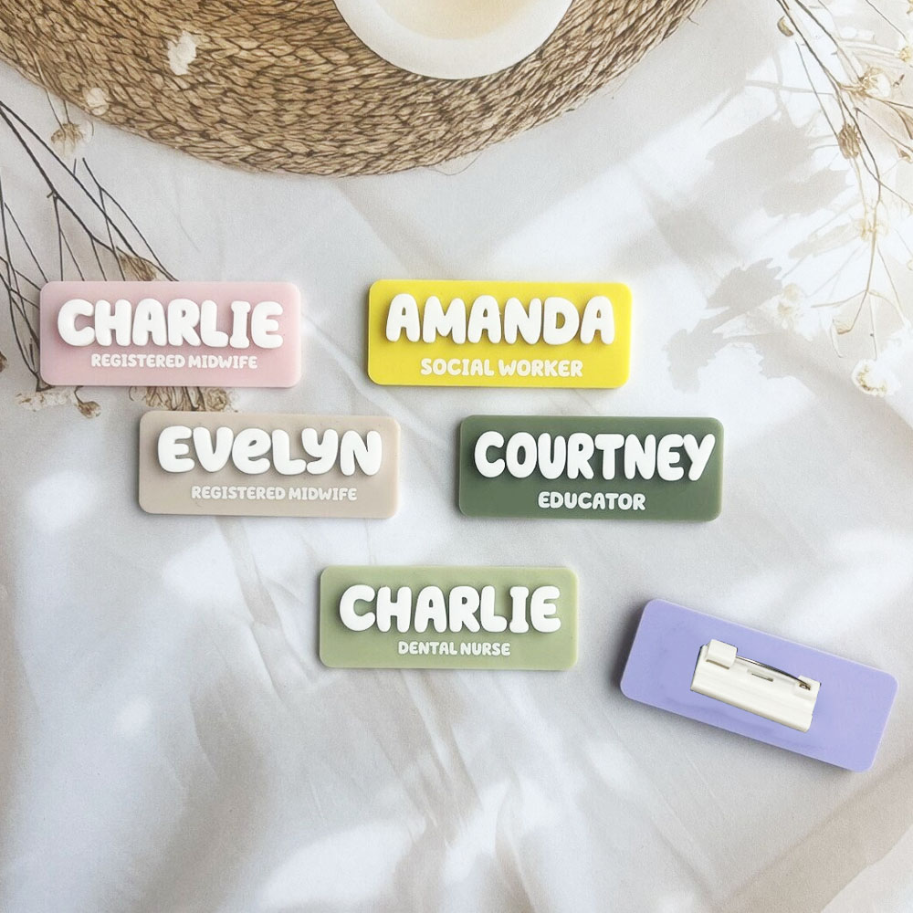 Embroidery Names - Custom Name Brooch Personalized Nameplate Acrylic