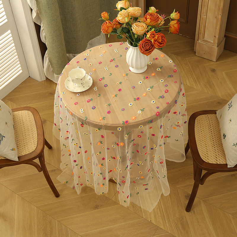 Embroidery Xmas - Stylish colorful embroidered floral tablecloth, made