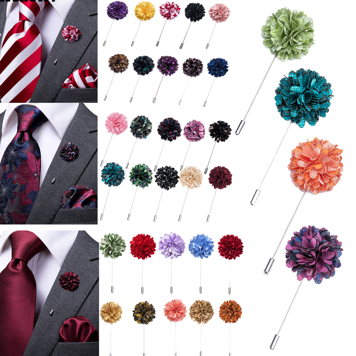 Embroidery Knot - Hi-Tie Formal Rose Boutonniere Groomsmen Bridesmaid