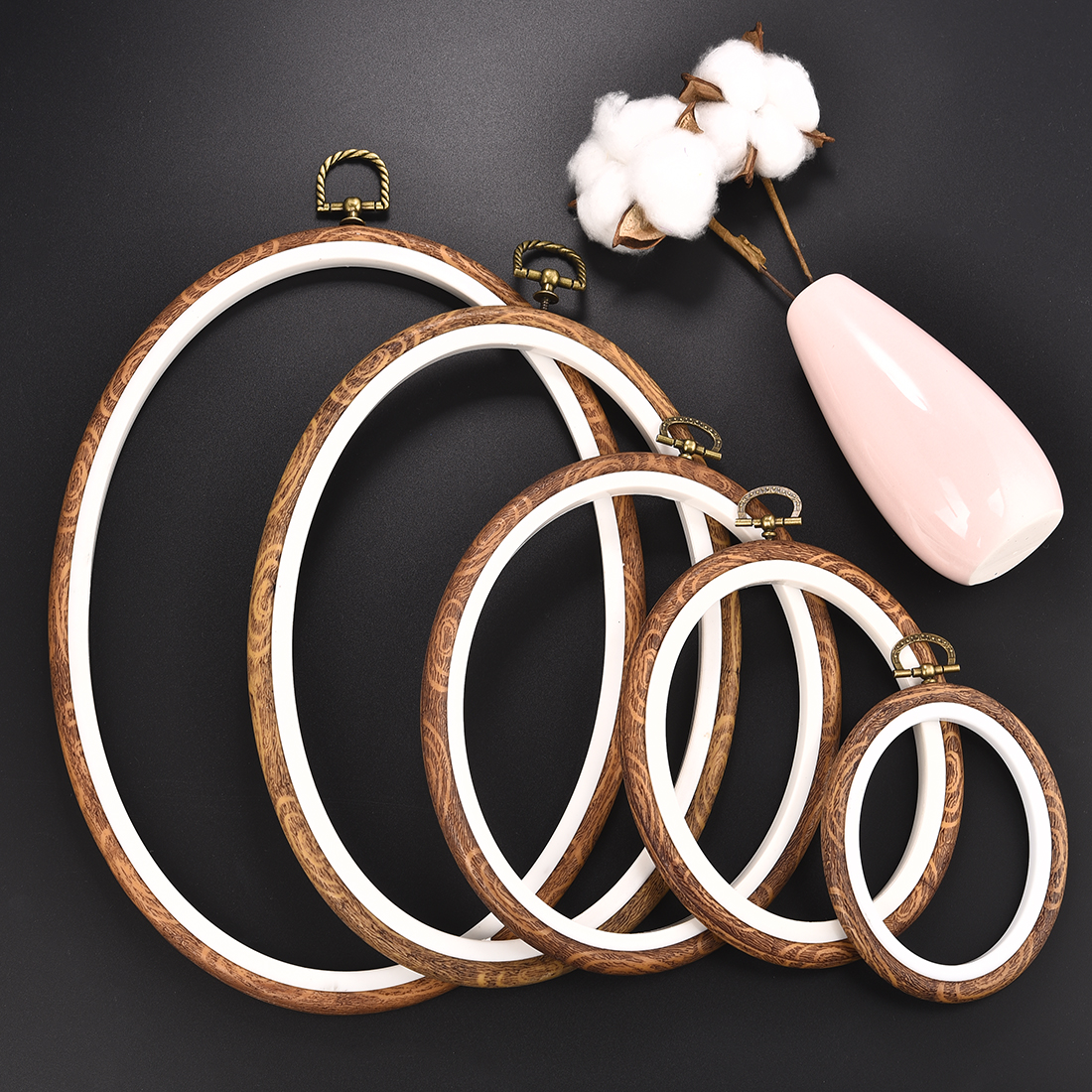 Embroidery Ring Sizes - Imitated Wood Round,Oval Different Size Decorative