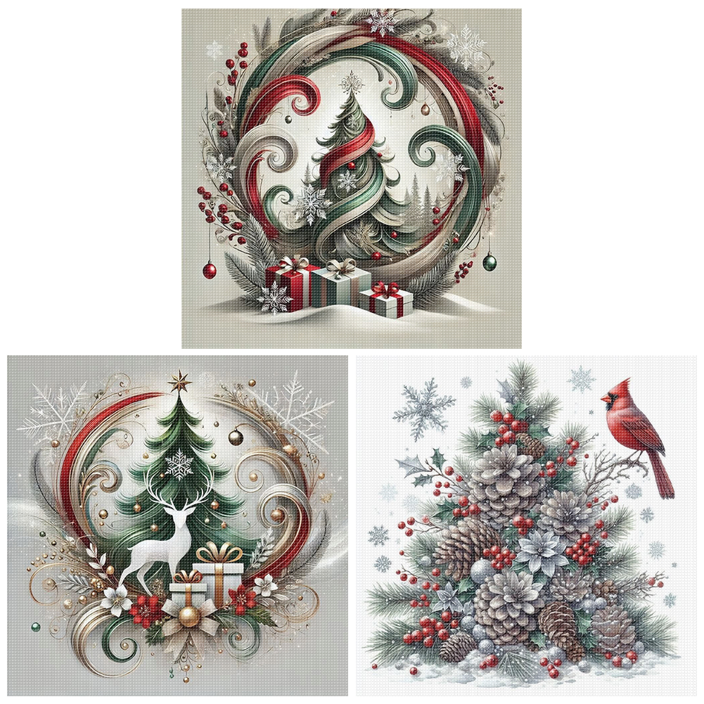 Embroidery Xmas Decorations - Xmas Printed Cross Stitch Kit DIY