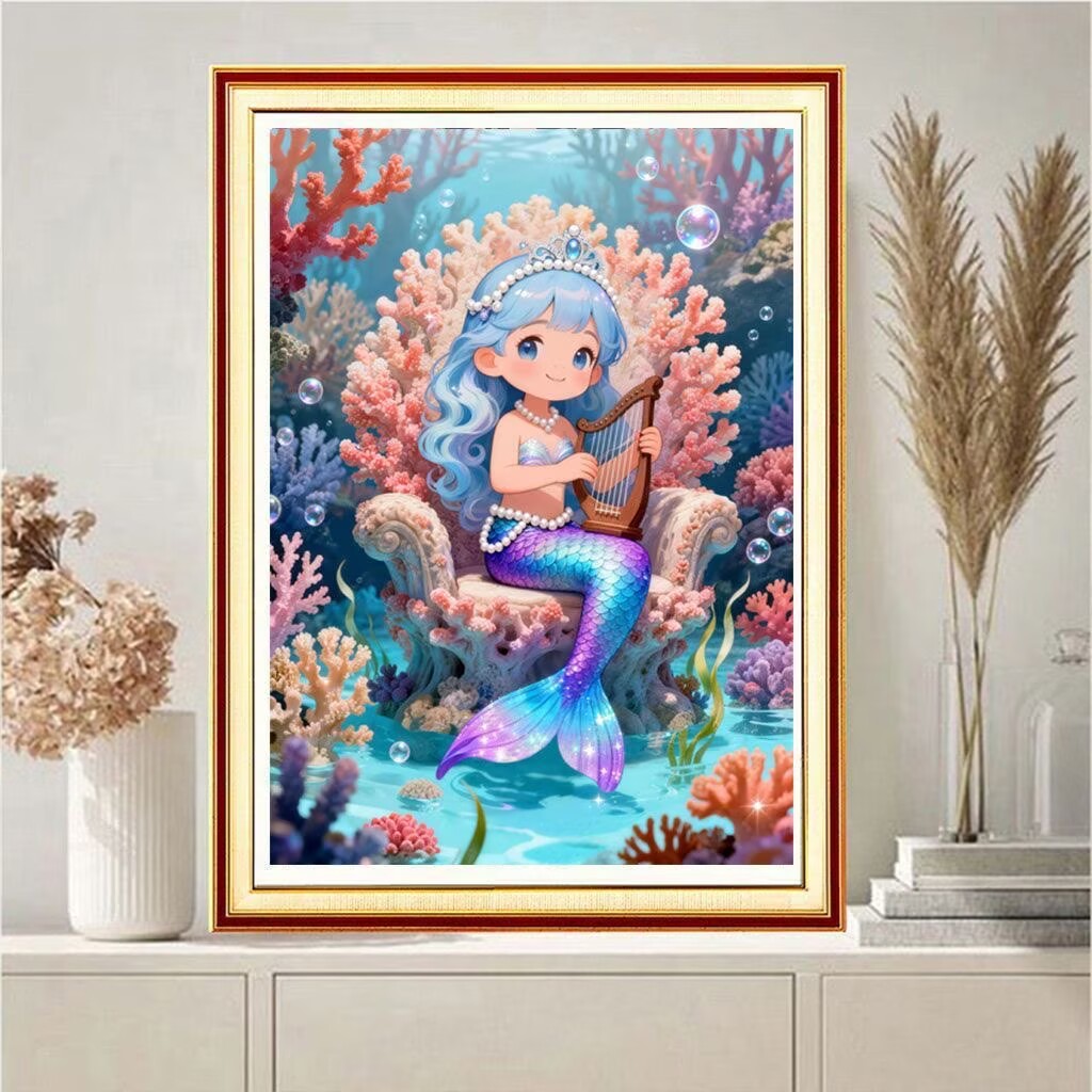 Embroidery Job - 9CT 11CT Fish Girl Embroidery DIY