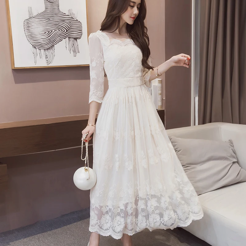 Embroidery Online Design - Elegant Women's Long Sleeve Dresses Embroidery
