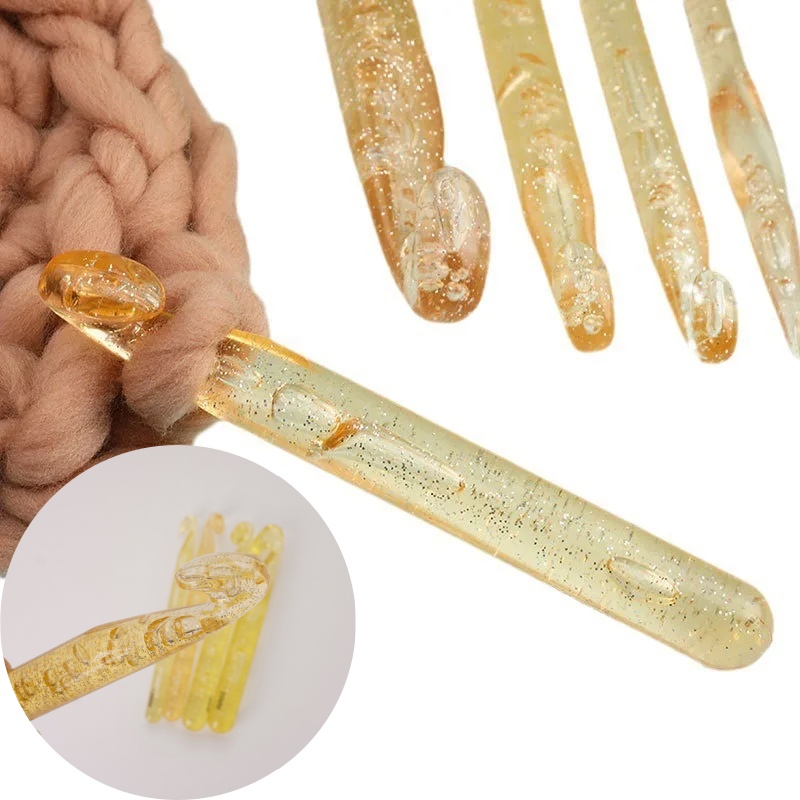 Embroidery Needle - Large Transparent Yellow Crystal Crochet Hooks