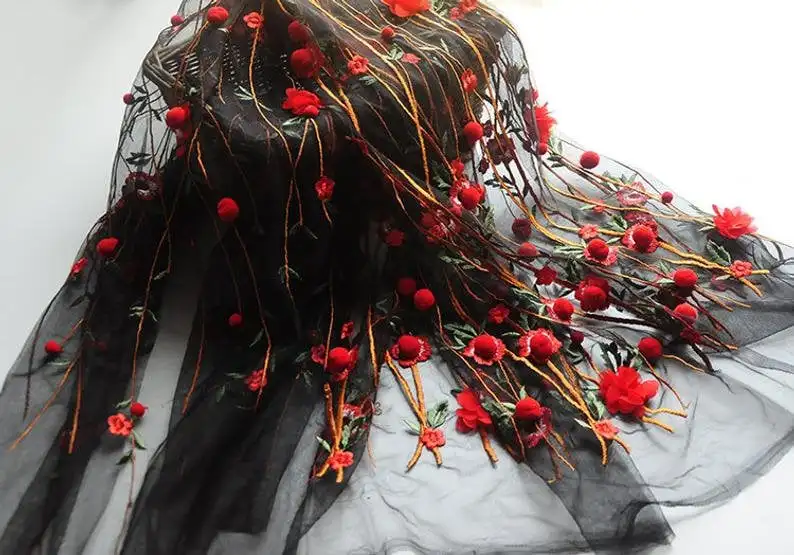 3D chiffon flower pompom embro – Embroidery Veil recenzja i cena