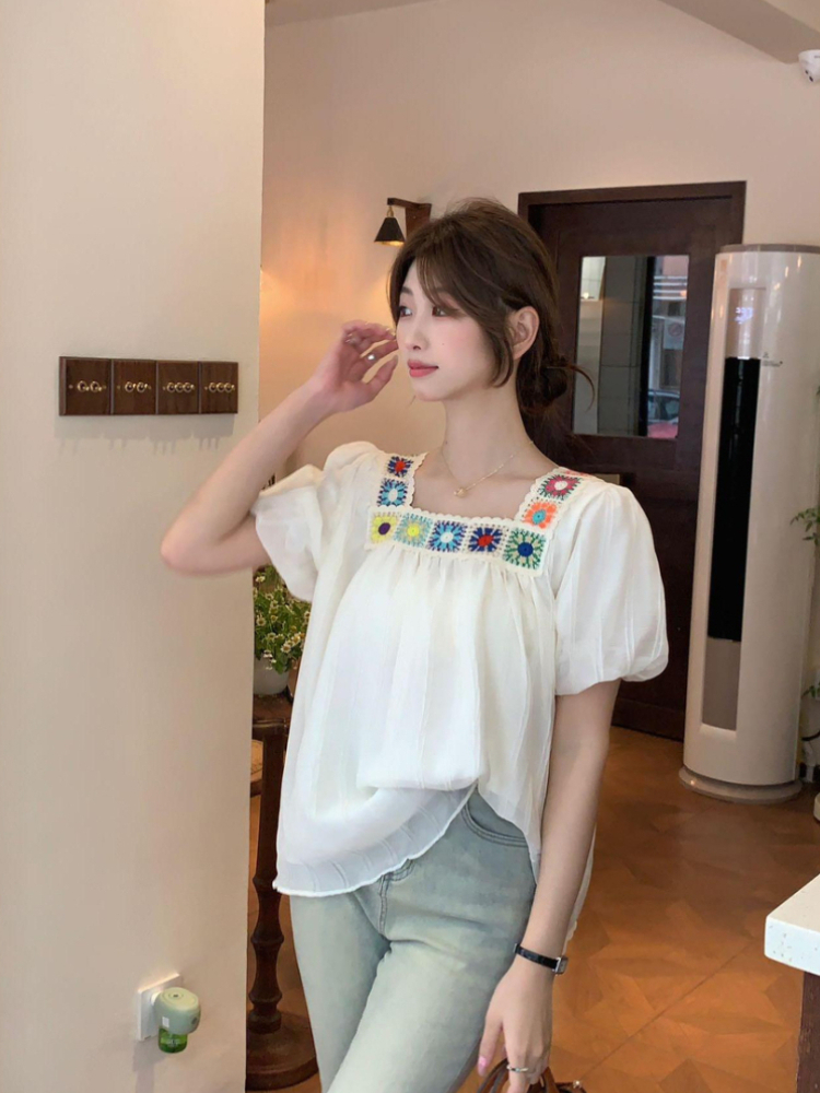 Women's French Inspired Square – Embroidery Unique Design recenzja i cena