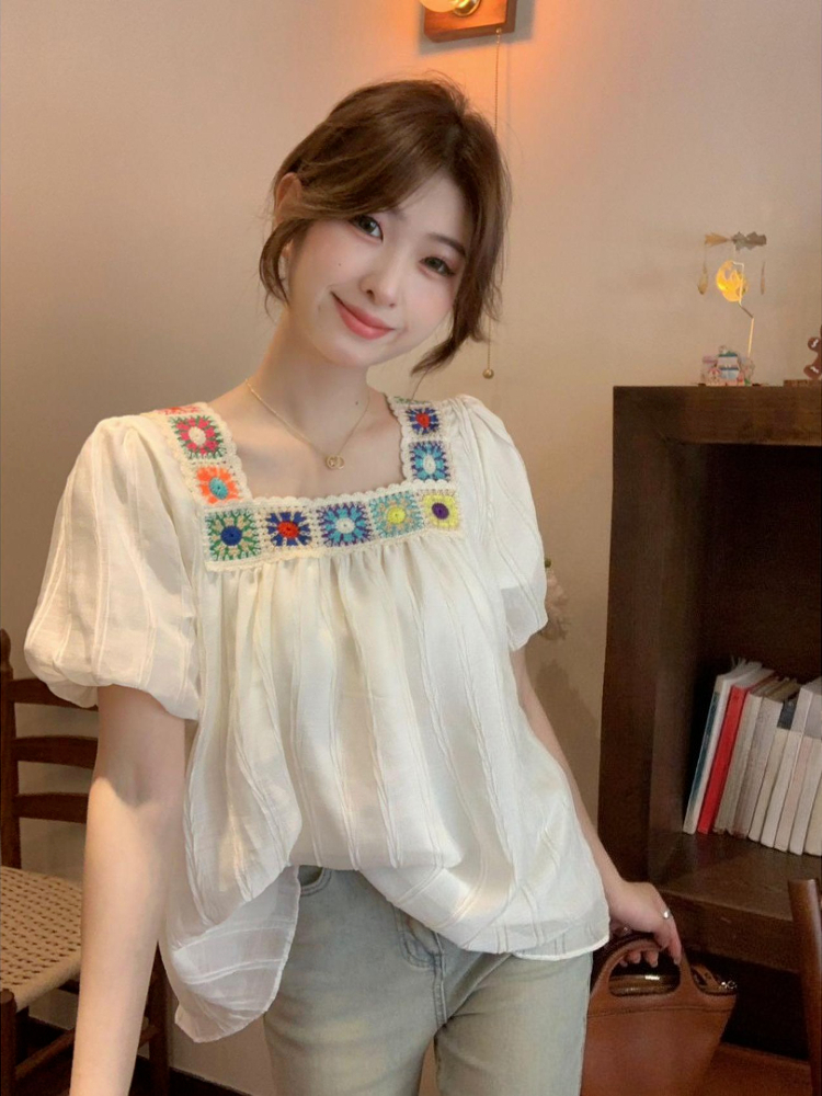Women's French Inspired Square – Embroidery Unique Design recenzja i cena
