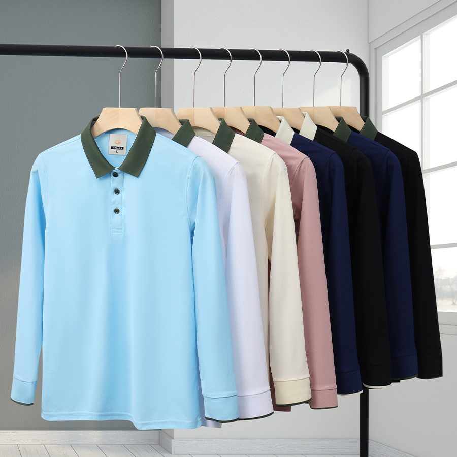 Long sleeved polo shirt with c – Embroidery Design Logo recenzja i cena
