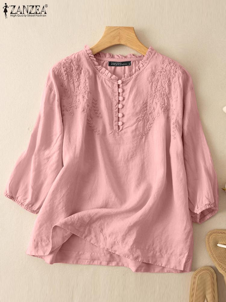 ZANZEA Summer Vintage Shirts E – Embroidery Job recenzja i cena