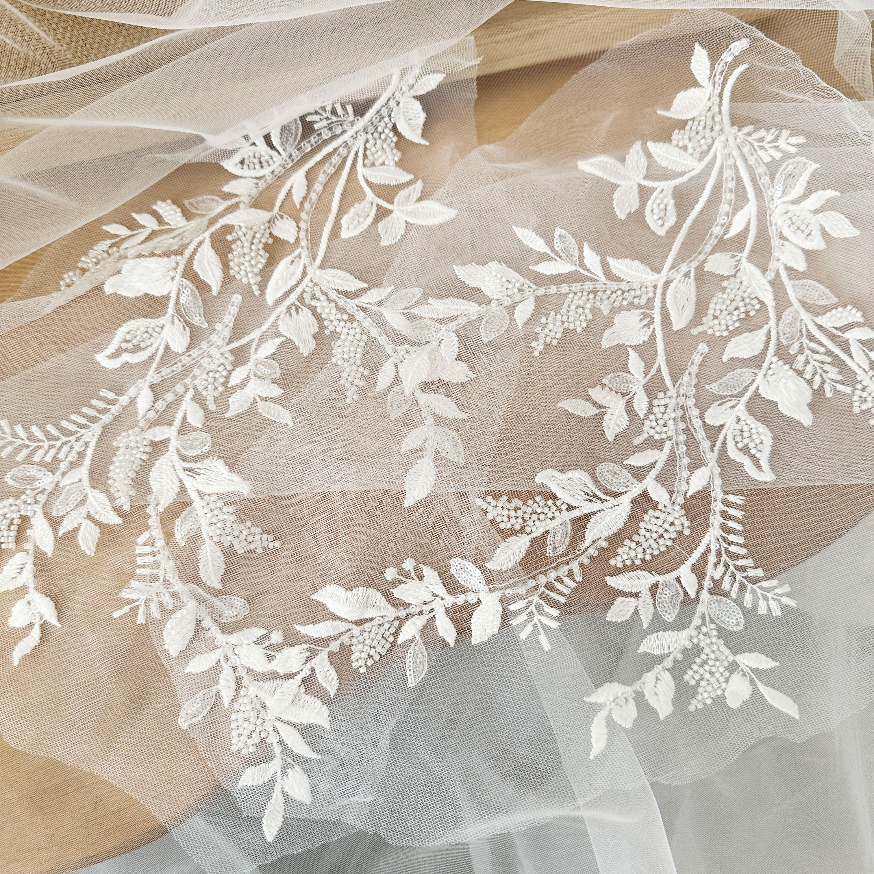 1 Pair 3D Beaded Cotton Floral – Embroidery Veil recenzja i cena