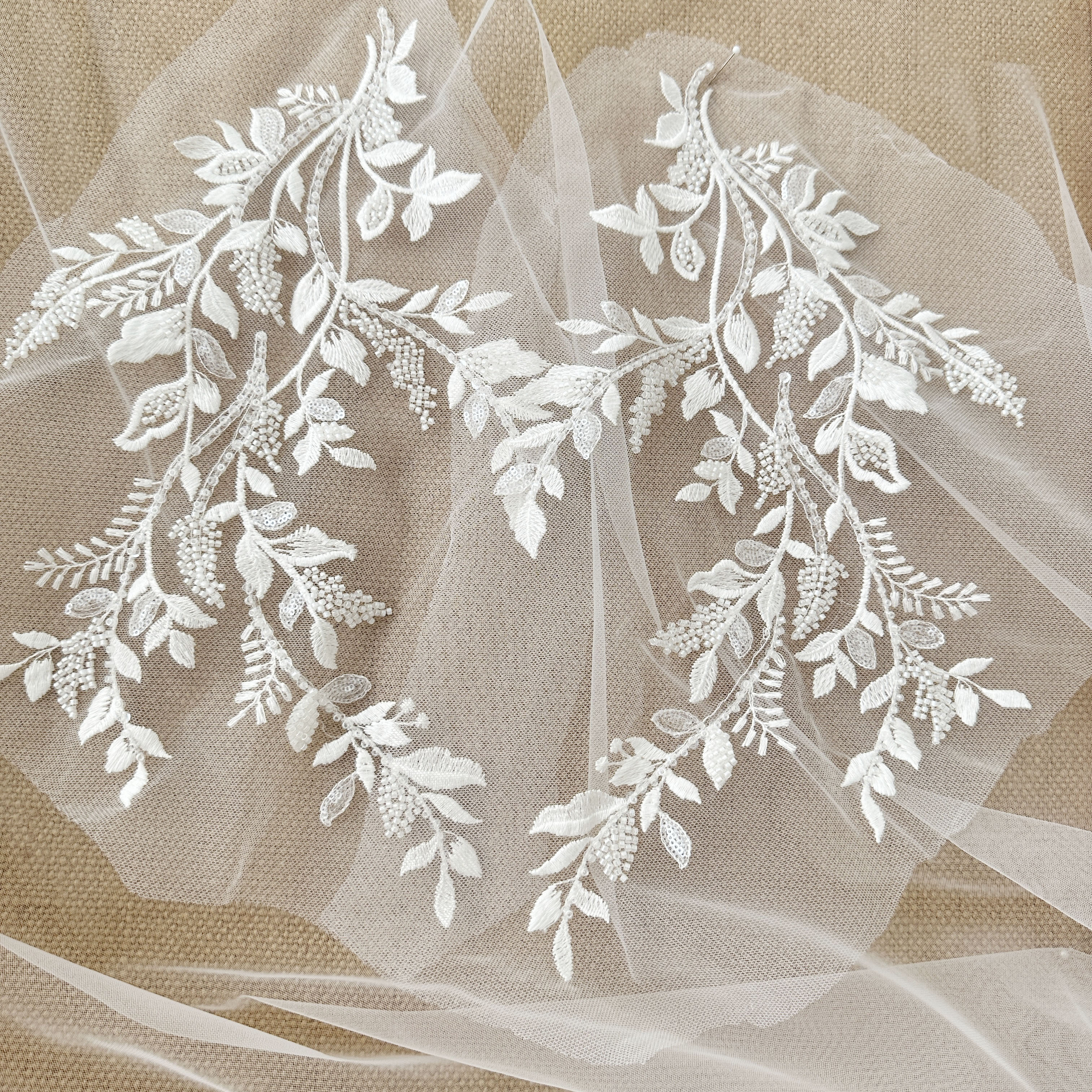1 Pair 3D Beaded Cotton Floral – Embroidery Veil recenzja i cena