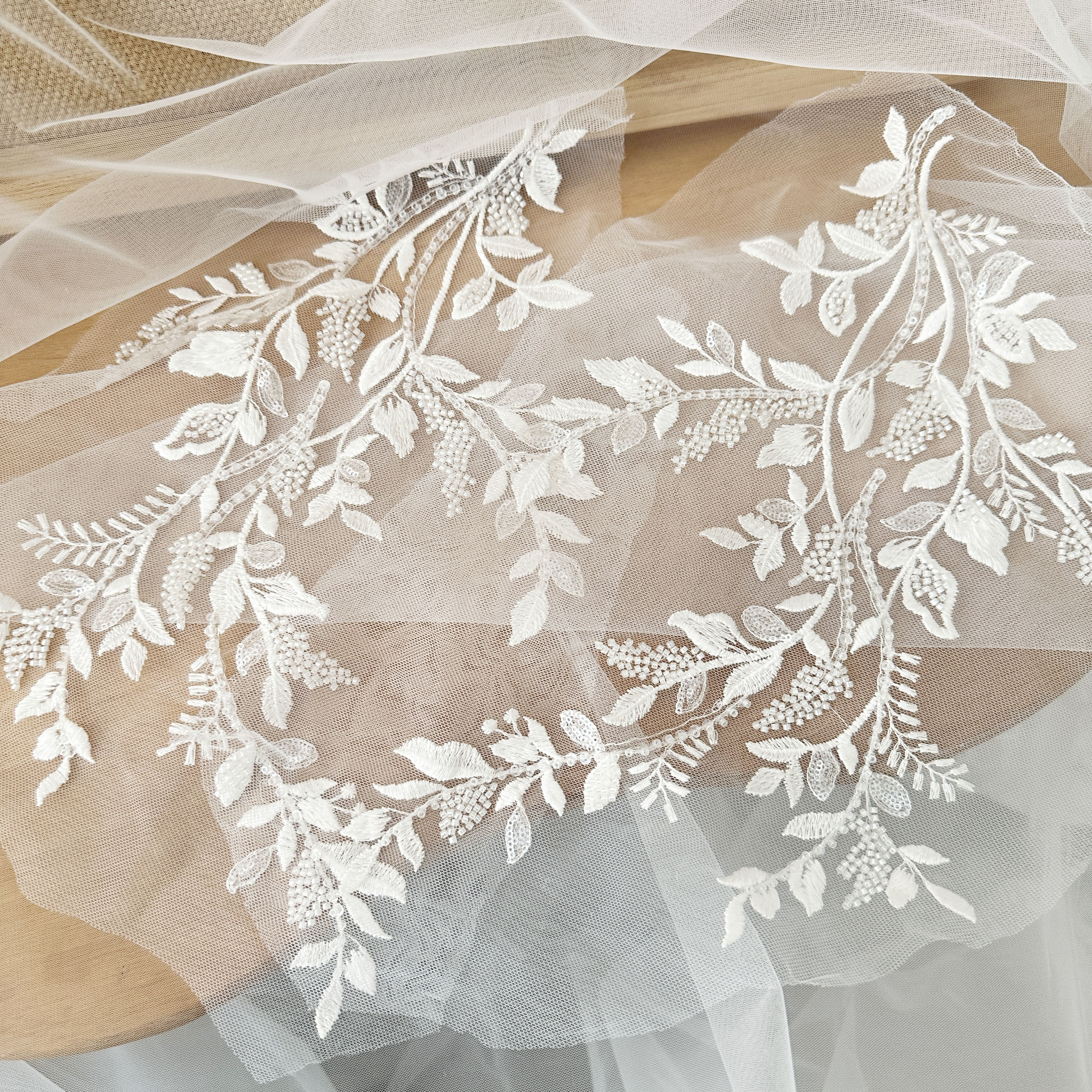 1 Pair 3D Beaded Cotton Floral – Embroidery Veil recenzja i cena