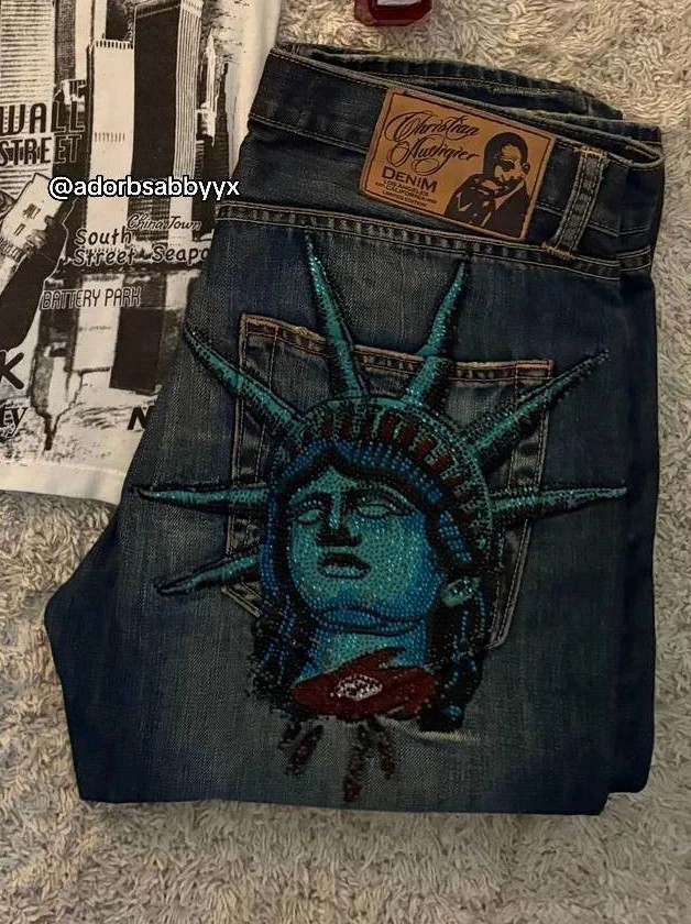 Hip Hop Women Jeans Y2k 2000s  – Embroidery Jeans Sakura recenzja i cena