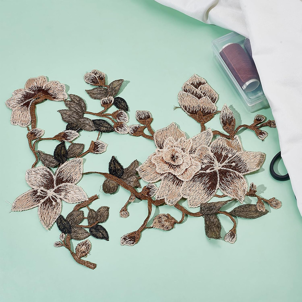1 Pair Brown Pink Flower Embro – Embroidery Veil recenzja i cena