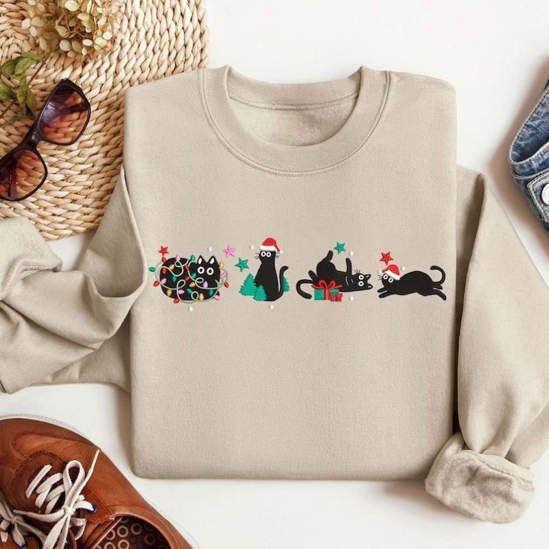 Black Christmas Cats Lover Xma – Embroidery Xmas Designs recenzja i cena
