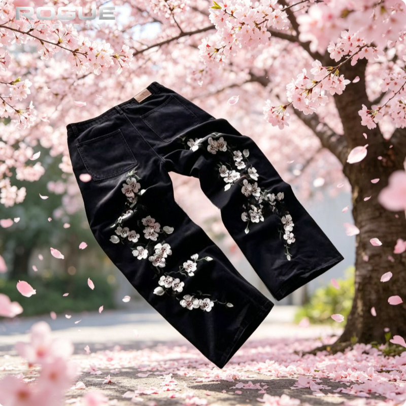 New Y2K American Retro Sakura  – Embroidery Jeans Sakura recenzja i cena