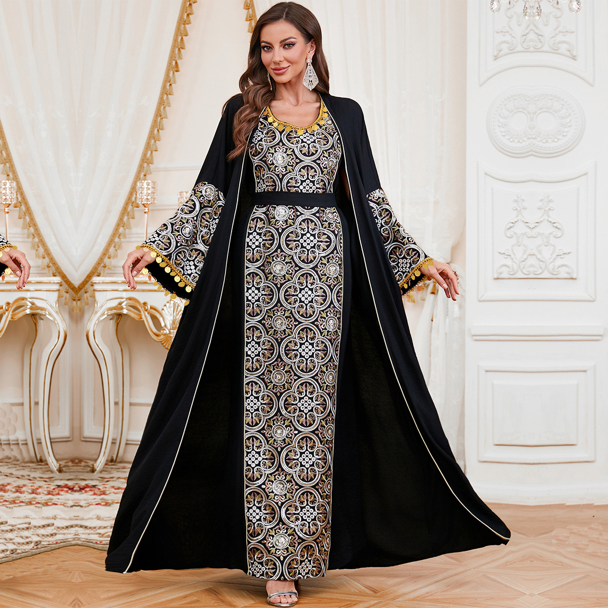 Elegant Muslim Abaya for Women – Embroidery Kebaya recenzja i cena