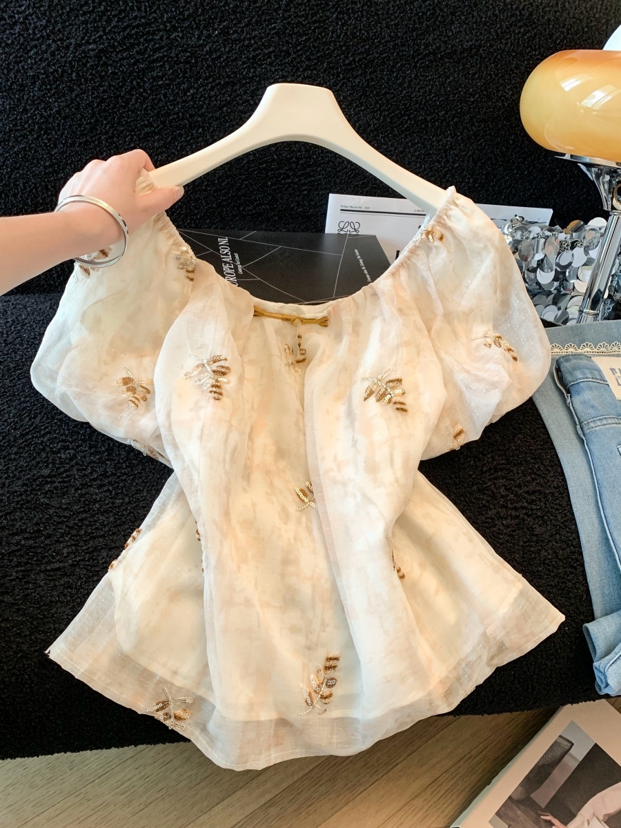 Beige Heavy Embroidery Sequin  – Embroidery Unique Design recenzja i cena