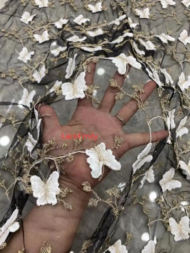 3D Butterfly Lace Fabric Butte – Embroidery Veil recenzja i cena