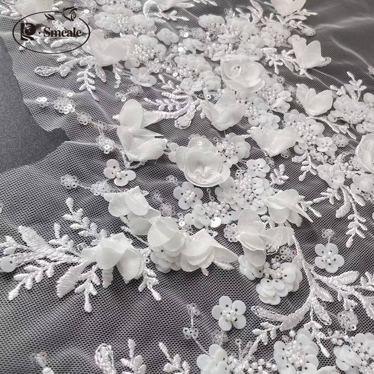 3D Flower Beaded Lace Applique – Embroidery Veil recenzja i cena