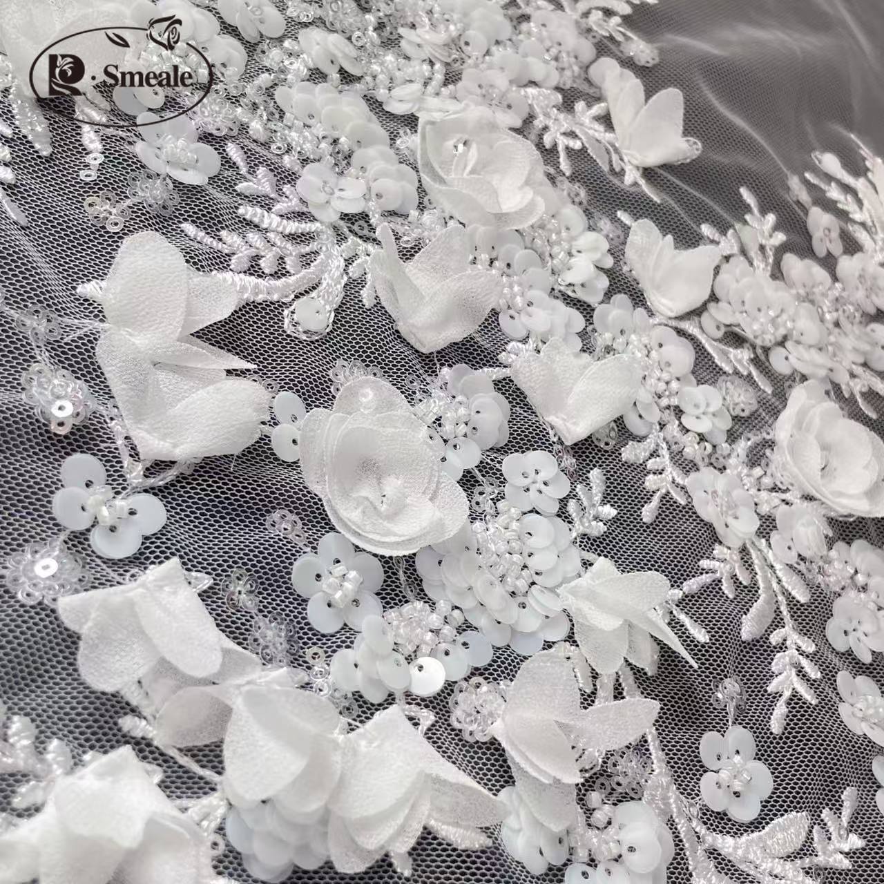 3D Flower Beaded Lace Applique – Embroidery Veil recenzja i cena