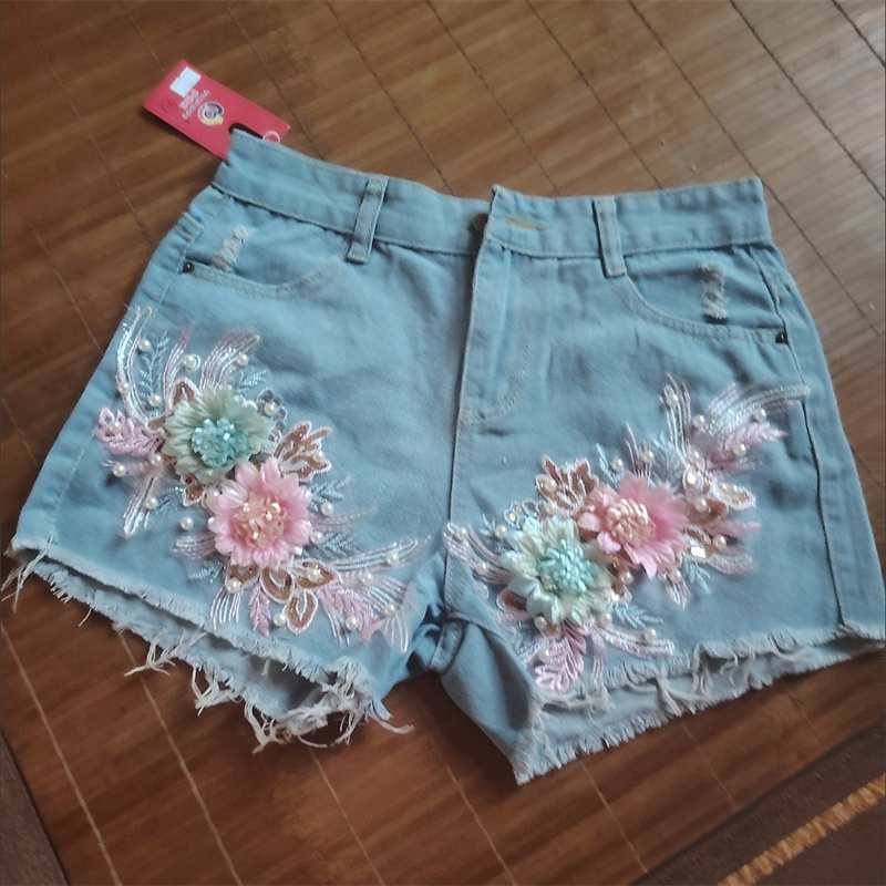 Korean Fashion Women Summer De – Embroidery Jeans Sakura recenzja i cena