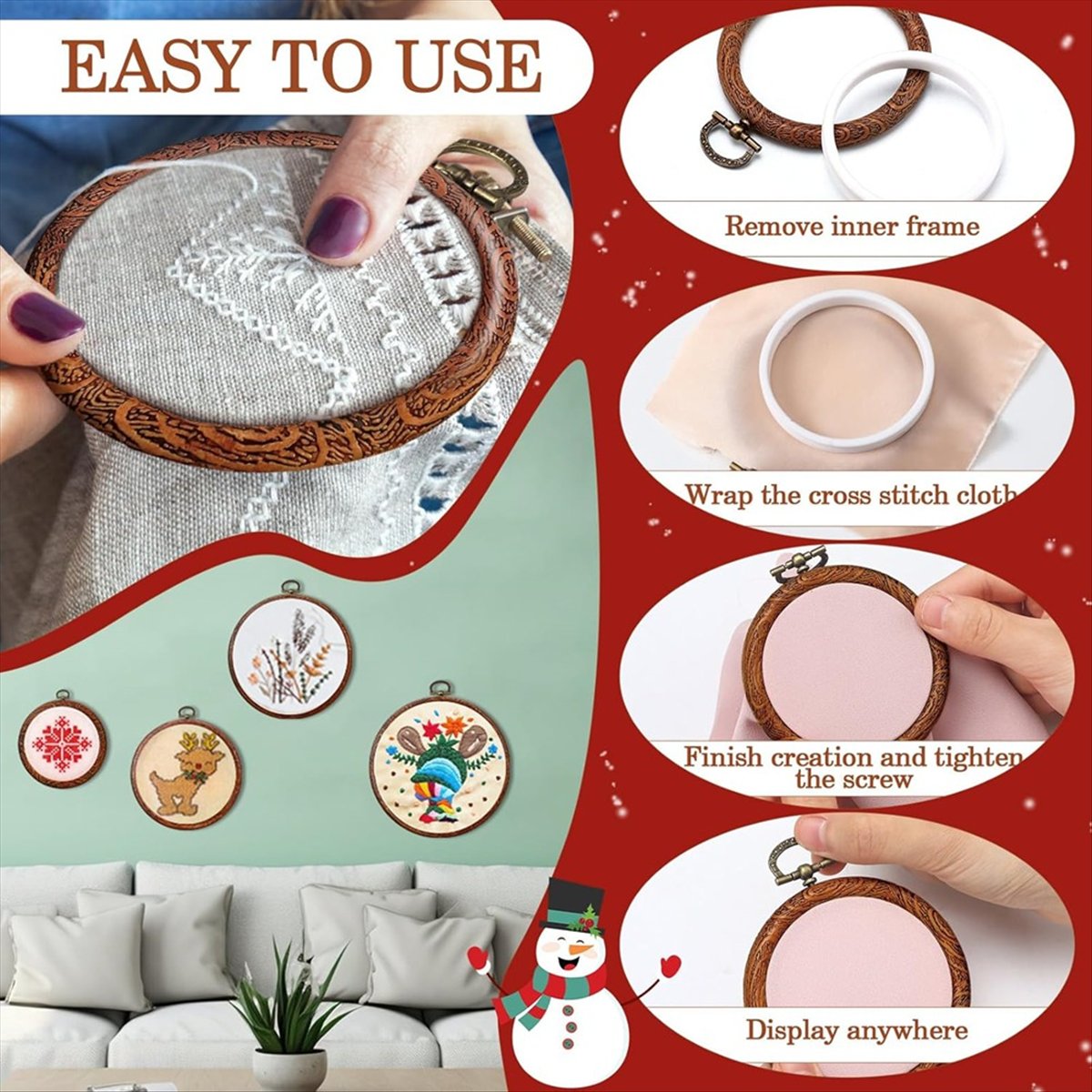 6 Size Imitated Wood Round Emb – Embroidery Ring Sizes recenzja i cena