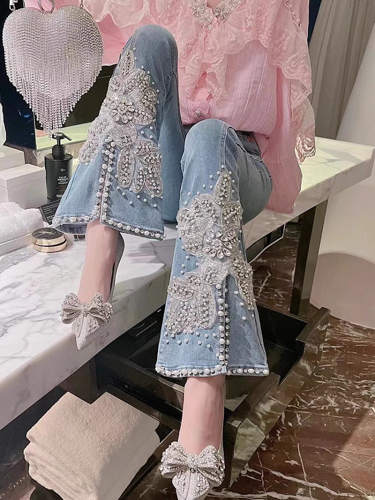Women High Waist Jeans Floral  – Embroidery Jeans Sakura recenzja i cena