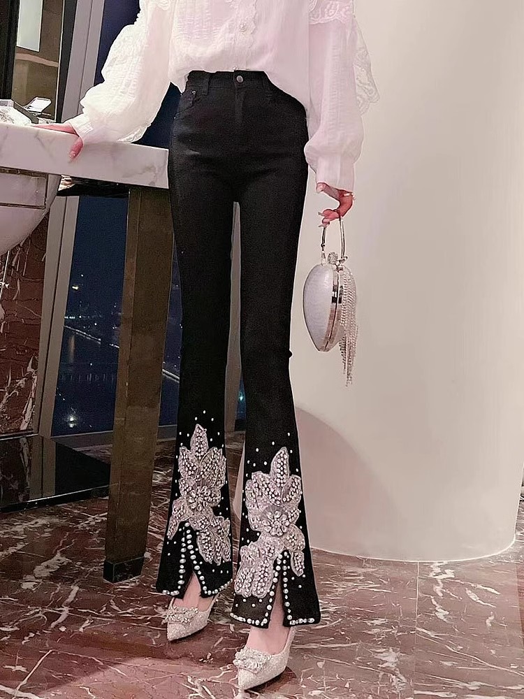 Women High Waist Jeans Floral  – Embroidery Jeans Sakura recenzja i cena