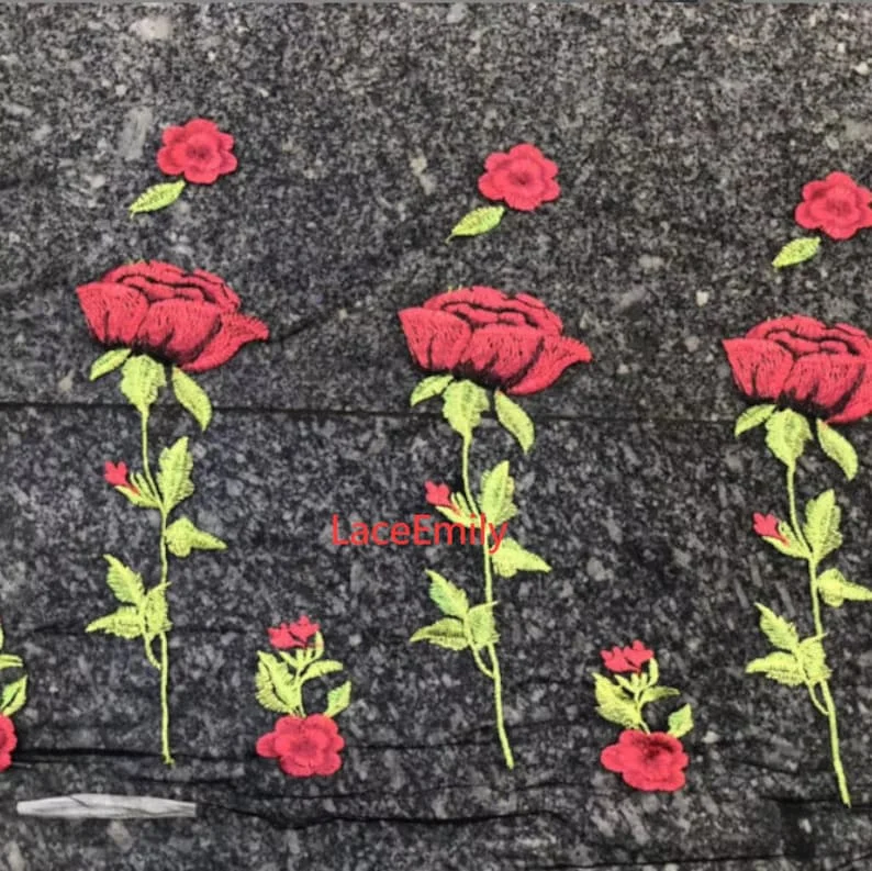 Red Rose Lace Fabric flower em – Embroidery Veil recenzja i cena