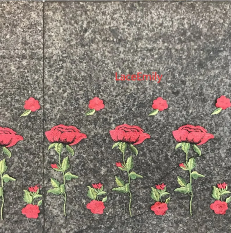 Red Rose Lace Fabric flower em – Embroidery Veil recenzja i cena