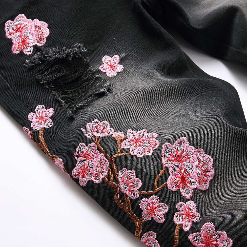 Men Sakura Embroidery Denim Je – Embroidery Jeans Sakura recenzja i cena
