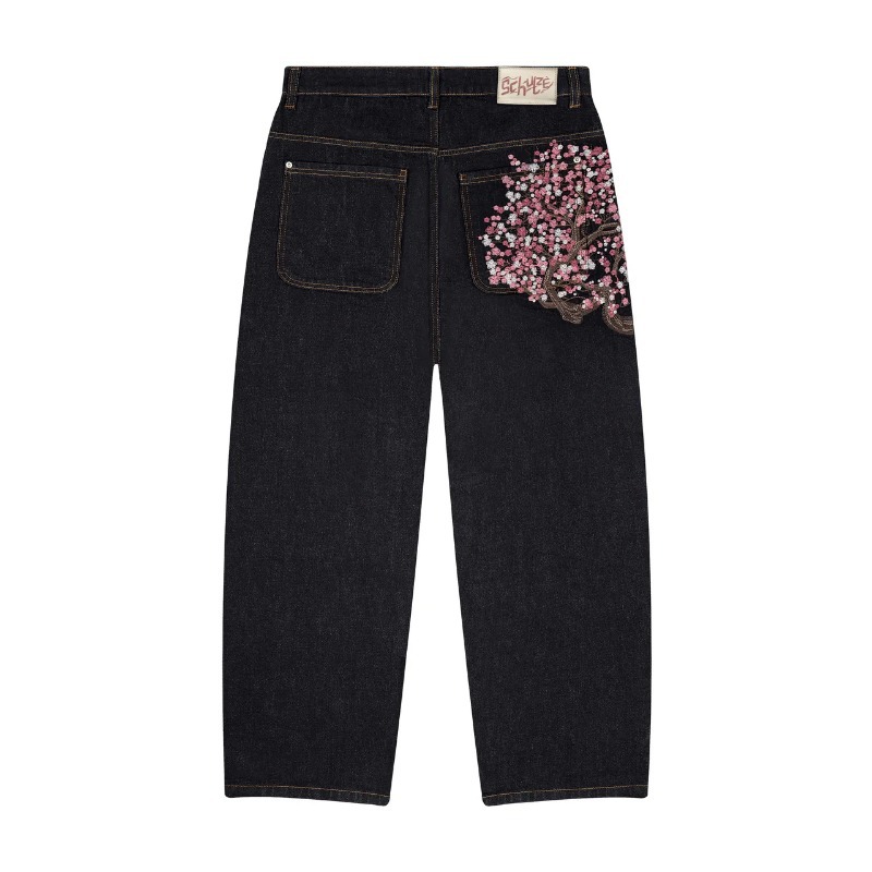 Mens Jeans Y2K Vintage Streetw – Embroidery Jeans Sakura recenzja i cena