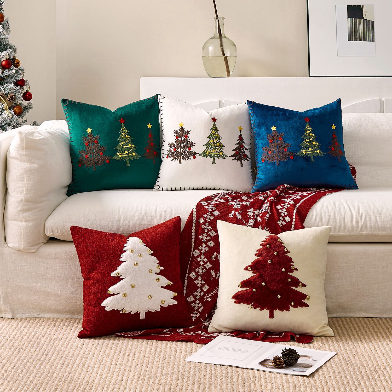 1pc Embroidery Cushion Cover C – Embroidery Xmas Decorations recenzja i cena