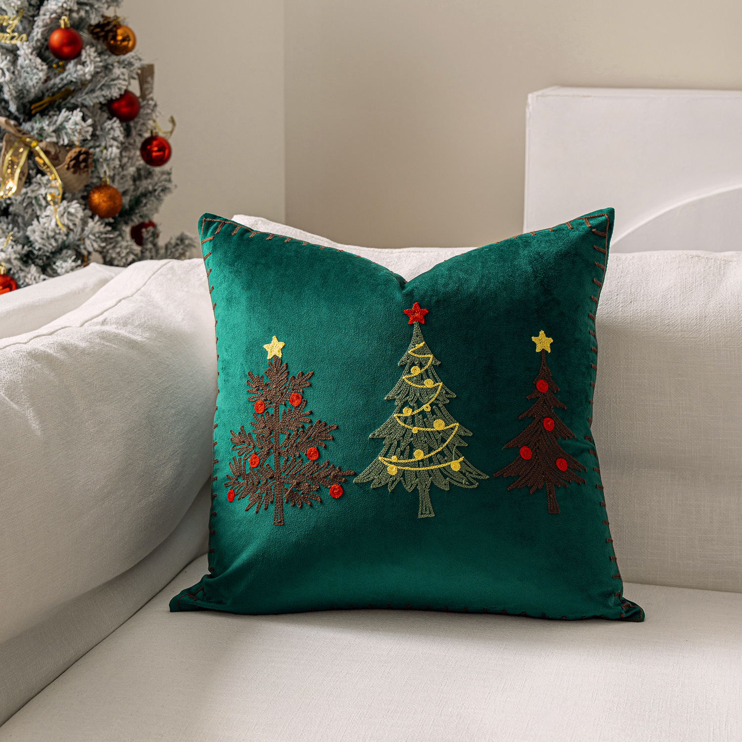 1pc Embroidery Cushion Cover C – Embroidery Xmas Decorations recenzja i cena