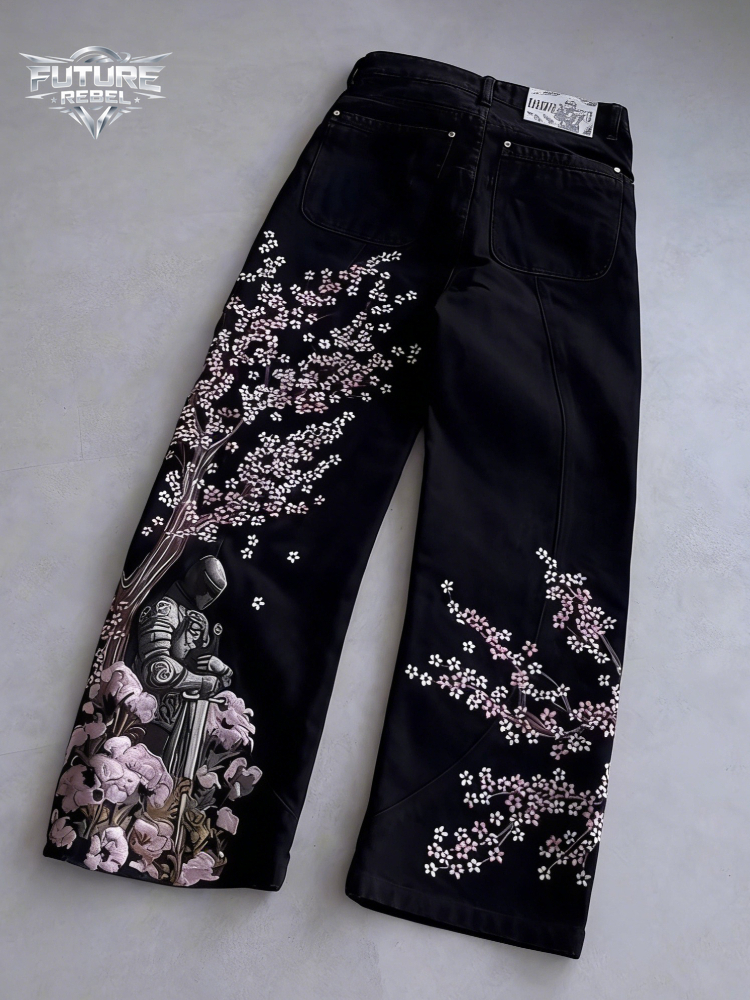 Mens Jeans Vintage Y2K Streetw – Embroidery Jeans Sakura recenzja i cena