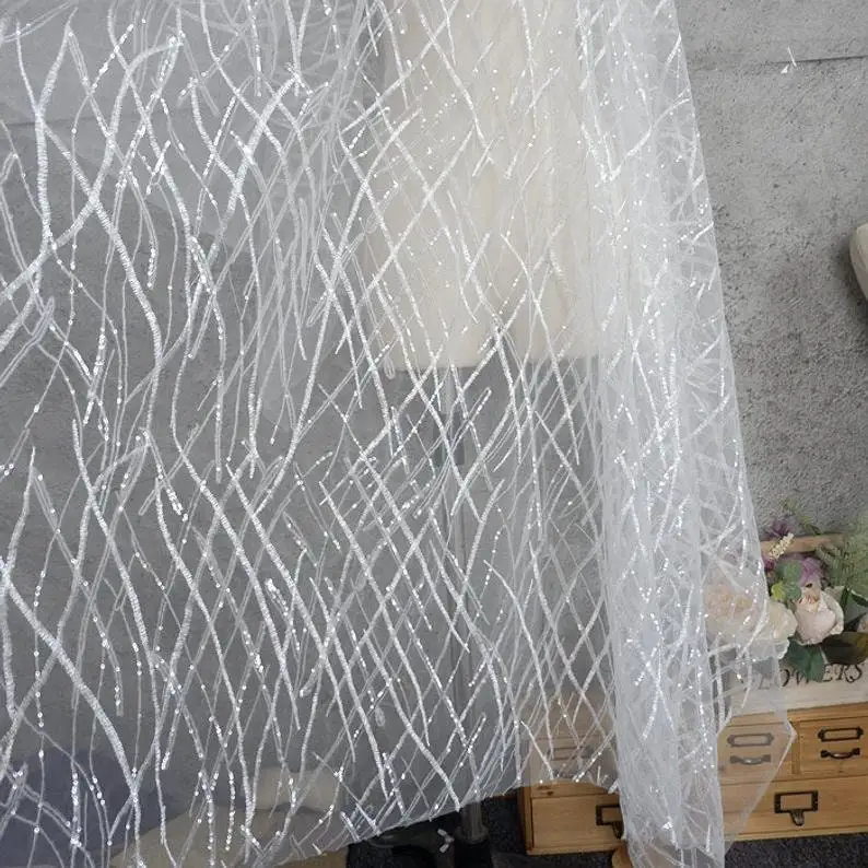 Heavy Sequins Lace fabric Flow – Embroidery Veil recenzja i cena