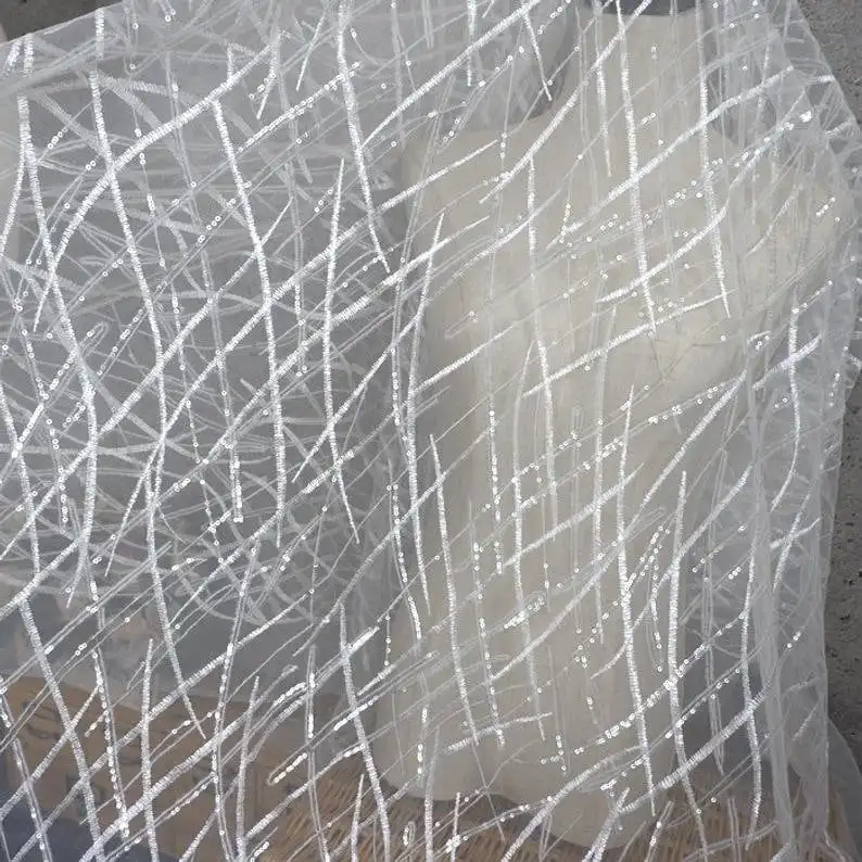 Heavy Sequins Lace fabric Flow – Embroidery Veil recenzja i cena